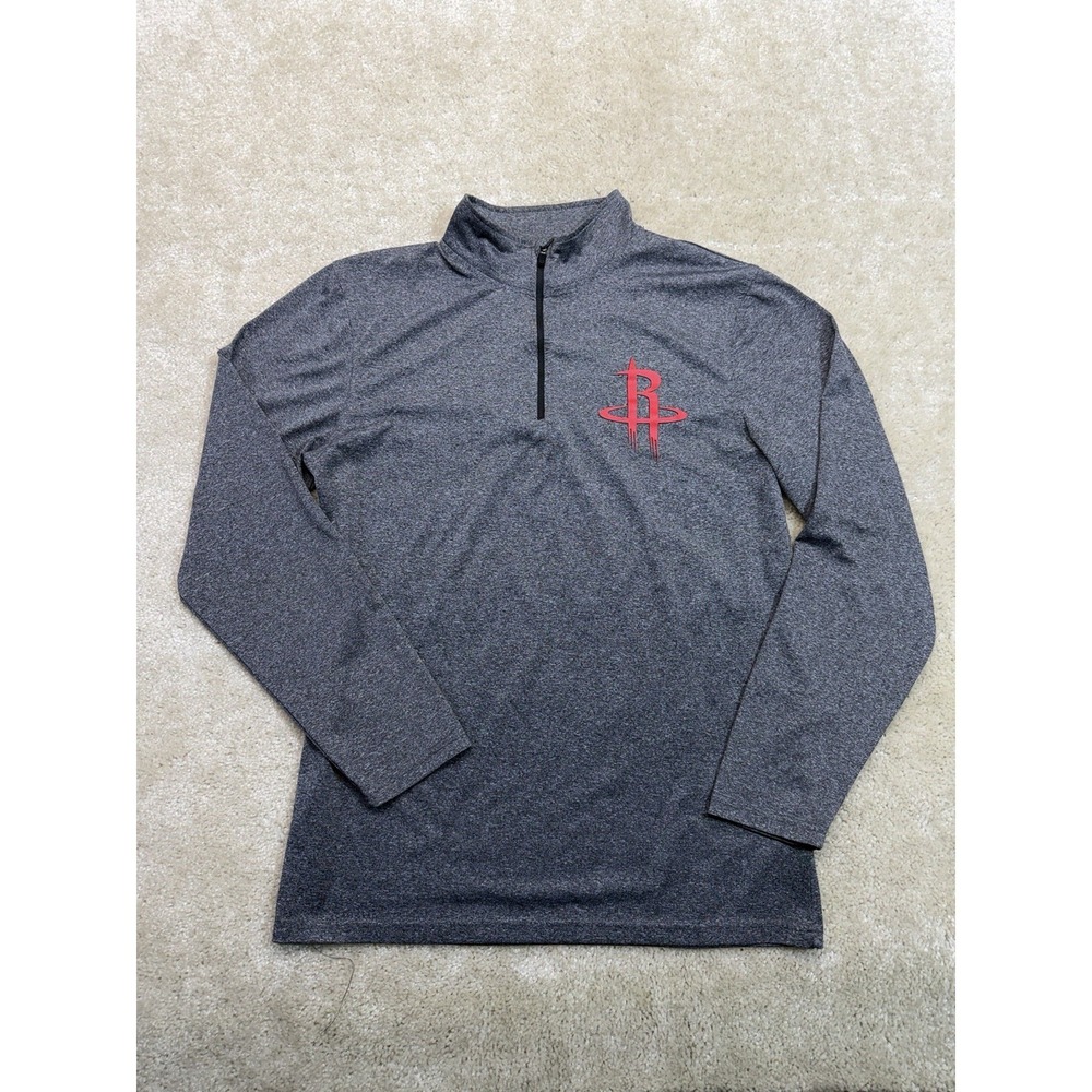 NBA Ultra Game Houston Rockets Quarter Zip Mens Small Gray Red Logo Pullover